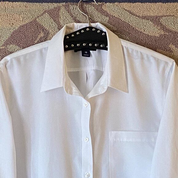 NEW Lands'End No-Iron Supima Sz 18 (XL) White Shirt Tunic 3/4 Sleeve - Picture 2 of 9